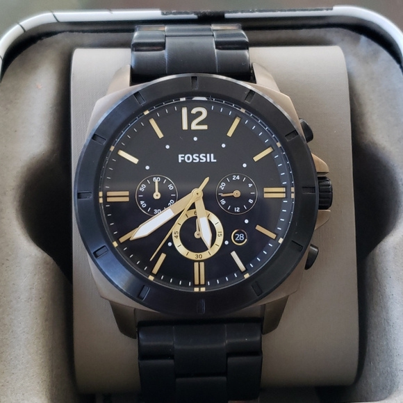 ❌SOLD❌FOSIL PRIVATEER SPORT CRONOGRAF BLACK/GOLD - Picture 2 of 12